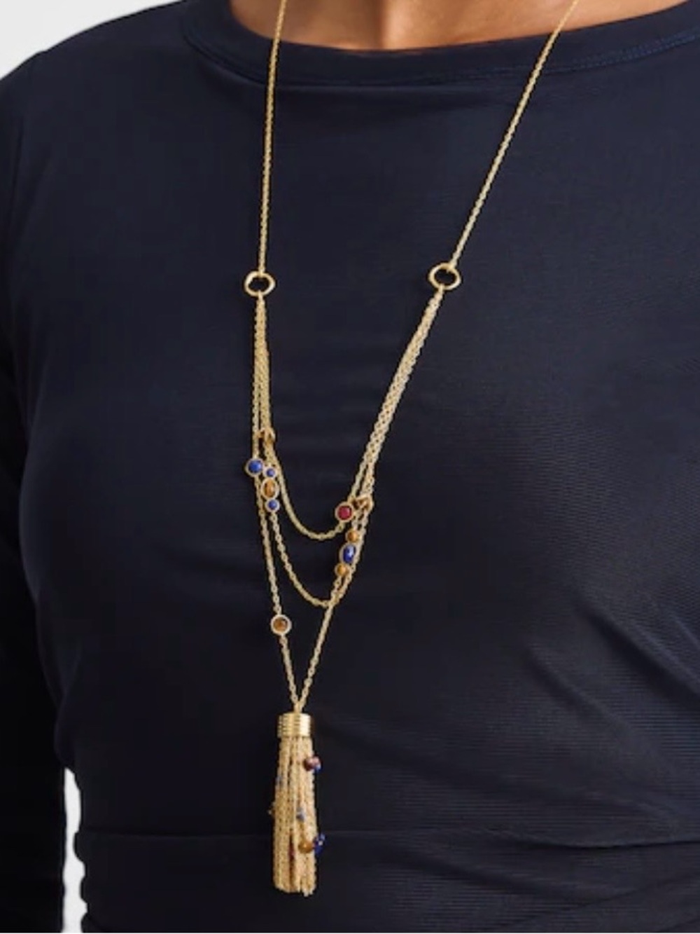 NWT Madewell Semiprecious Tassel Pendant Layered Necklace. Lovely!